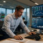 Gráfico mostra Ibovespa em alta de 0,28% e dólar em queda de 0,05% durante sessão matinal da bolsa brasileira