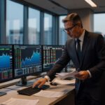 Gráfico mostra queda do Ibovespa -2,55% e alta do dólar +0,88% em sessão de volatilidade no mercado brasileiro