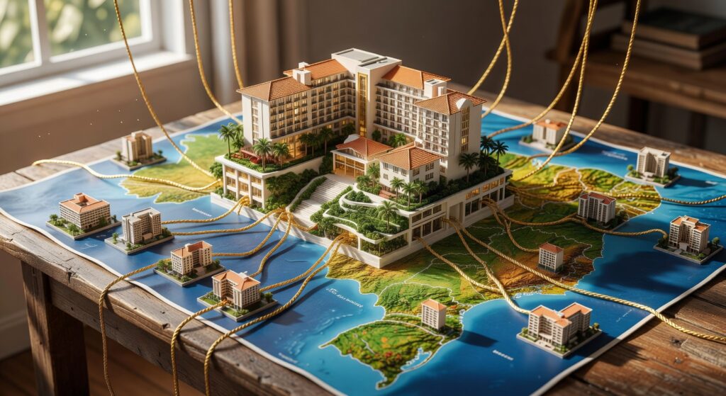 Logo da rede hoteleira Hilton ilustrando expansão no mercado brasileiro com 30 novos empreendimentos