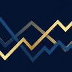 Gráfico do Ibovespa mostrando oscilações do índice da bolsa brasileira com cores azul marinho e dourado