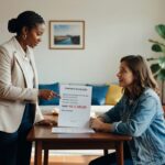 Duas mulheres em escritório analisando contrato de locação no valor de R$ 2.500,00, mercado imobiliário economia