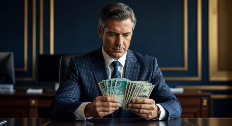 Pessoa segurando notas de real e dólar simbolizando o conceito de câmbio e troca de moedas