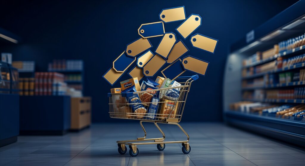 Gráfico mostrando aumento de preços no supermercado brasileiro representando inflação