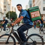 Entregador de aplicativo trabalhando, representando debate sobre piso salarial de R$ 10 proposto pelo governo brasileiro