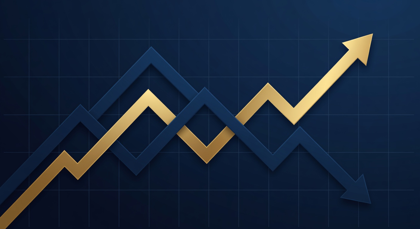 Gráfico com setas para cima e para baixo representando a variação de investimentos em renda variável