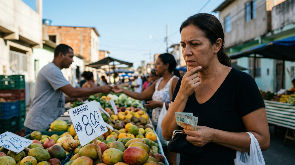 Moradores analisando despesas em bairro brasileiro representando impacto do CDI na vida cotidiana