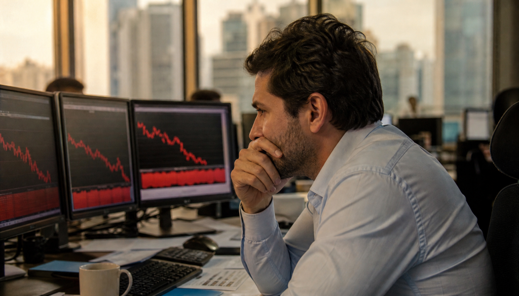 Ibovespa registra queda expressiva de 2,38% nesta sexta-feira, operando aos 183.218 pontos, enquanto dólar recua 0,21% a R$ 4,917. Entenda o movimento.