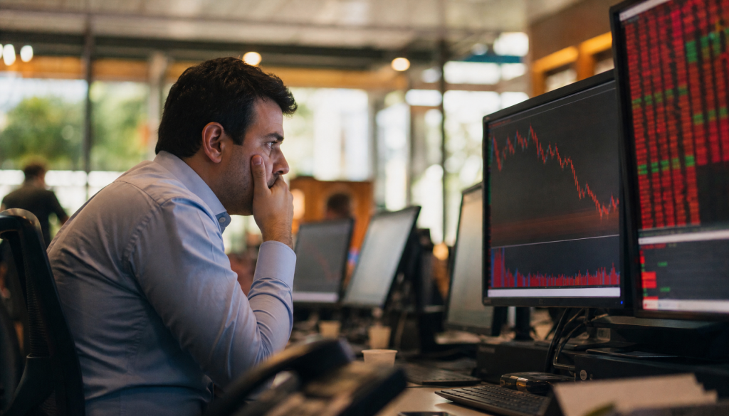 Ibovespa recua 0,92% aos 180.237 pontos enquanto dólar mantém estabilidade em R$ 4,8977. Entenda o movimento e o que acompanhar nas próximas horas.