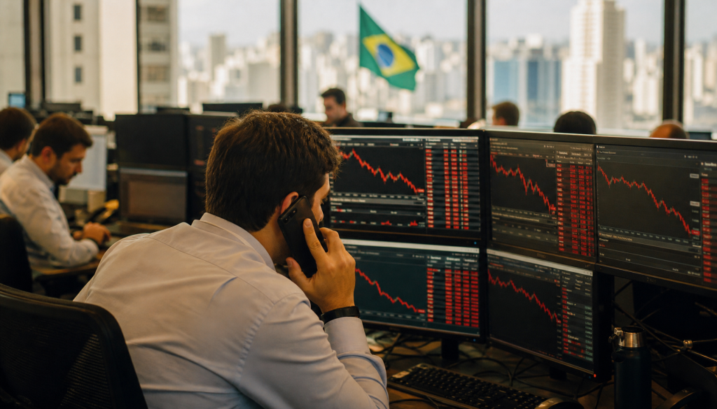 Ibovespa recua 0,25% e dólar cai 0,45% nesta quinta-feira. Entenda o que significam esses movimentos para sua vida financeira e o que acompanhar nas próximas horas.