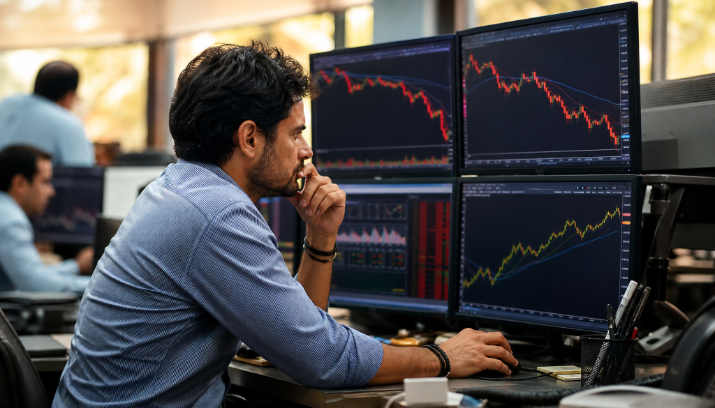 Ibovespa recua 0,98% aos 175.903 pontos enquanto dólar sobe 0,13% a R$ 5,014 em movimento divergente. Entenda o que está acontecendo no mercado.