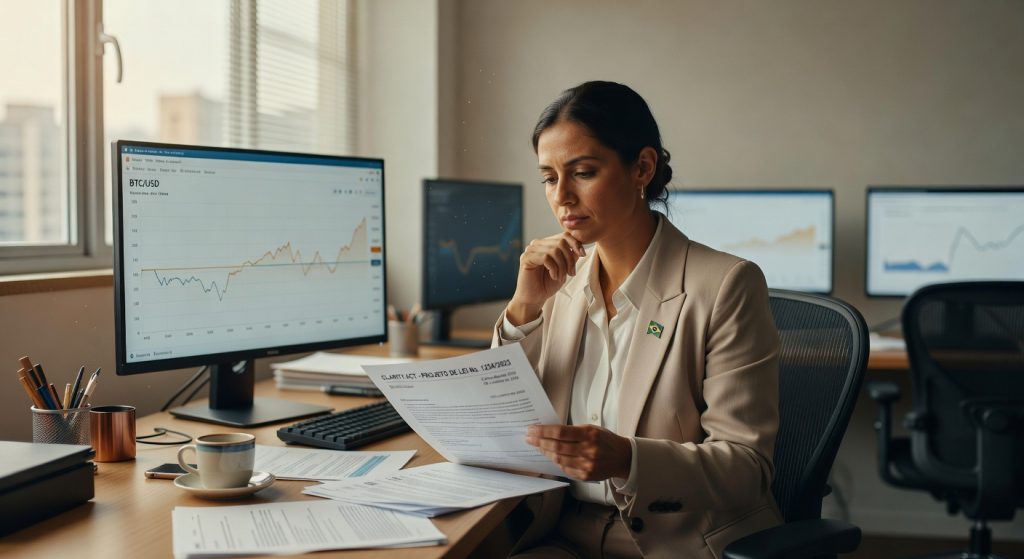 Bitcoin não reage a avanço do Clarity Act no Congresso dos EUA. Mercado aguarda sinais concretos de regulação. Entenda o impacto para investidores brasileiros.