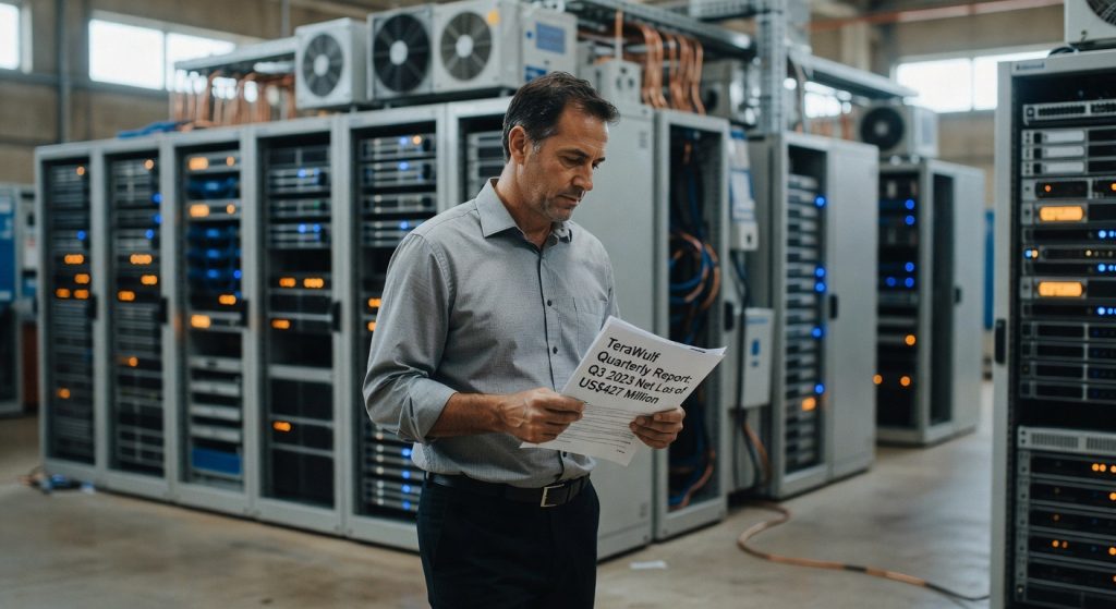 Mineradora de Bitcoin TeraWulf registra prejuízo de US$ 427 milhões no primeiro trimestre de 2025. Receita de IA supera mineração pela primeira vez.
