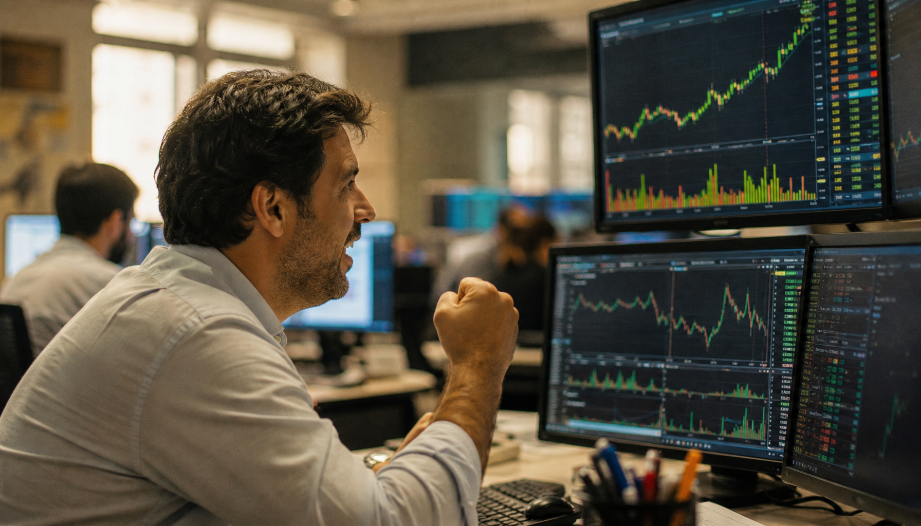 Ibovespa sobe 0,33% e dólar cai 0,86% às 14h desta terça-feira (14/07). Entenda o movimento duplo e o que acompanhar até o fechamento do pregão.