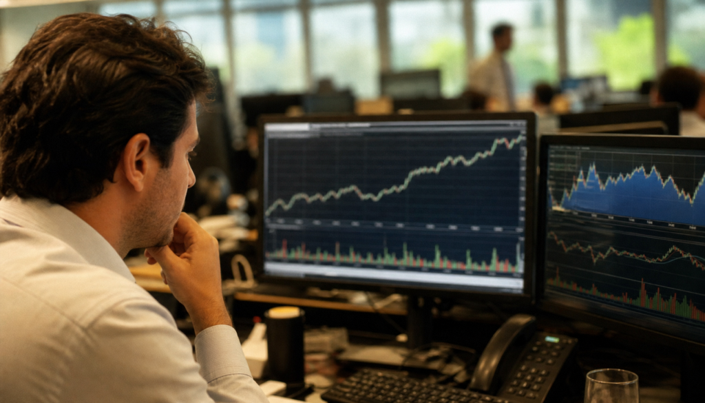 Ibovespa sobe 0,32% e dólar avança 0,20% às 14h desta quarta. Entenda o que significa essa alta moderada e simultânea dos dois indicadores.
