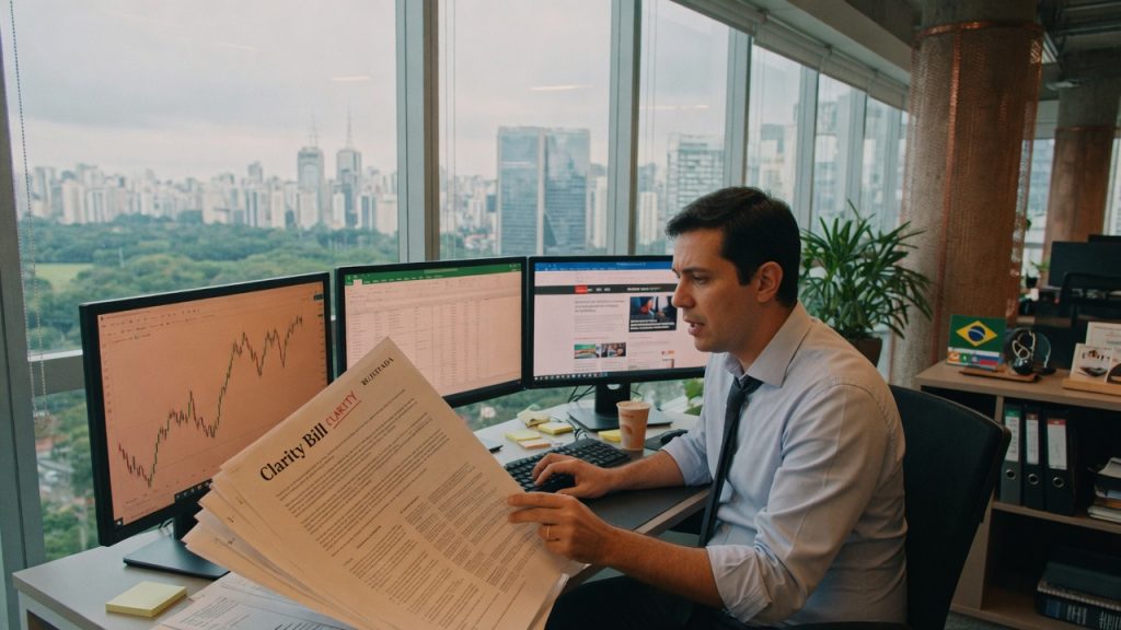 CIO da Bitwise afirma que mercado cripto resistirá mesmo sem aprovação do projeto Clarity no Senado americano. Entenda o impacto para investidores brasileiros.